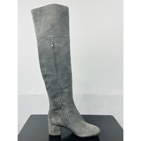 Clarks Women's Barley Rae Gray Suede Block Heel Over The Knee Boots Size 5 - Picture 8 of 12